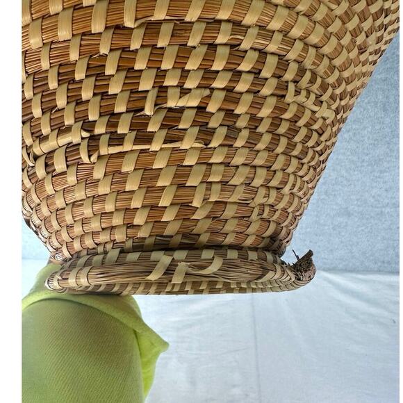 Large Carolina Sweetgrass Gullah Pedestal CHS Market Basket Handle Easter 14x12” - Picture 8 of 11